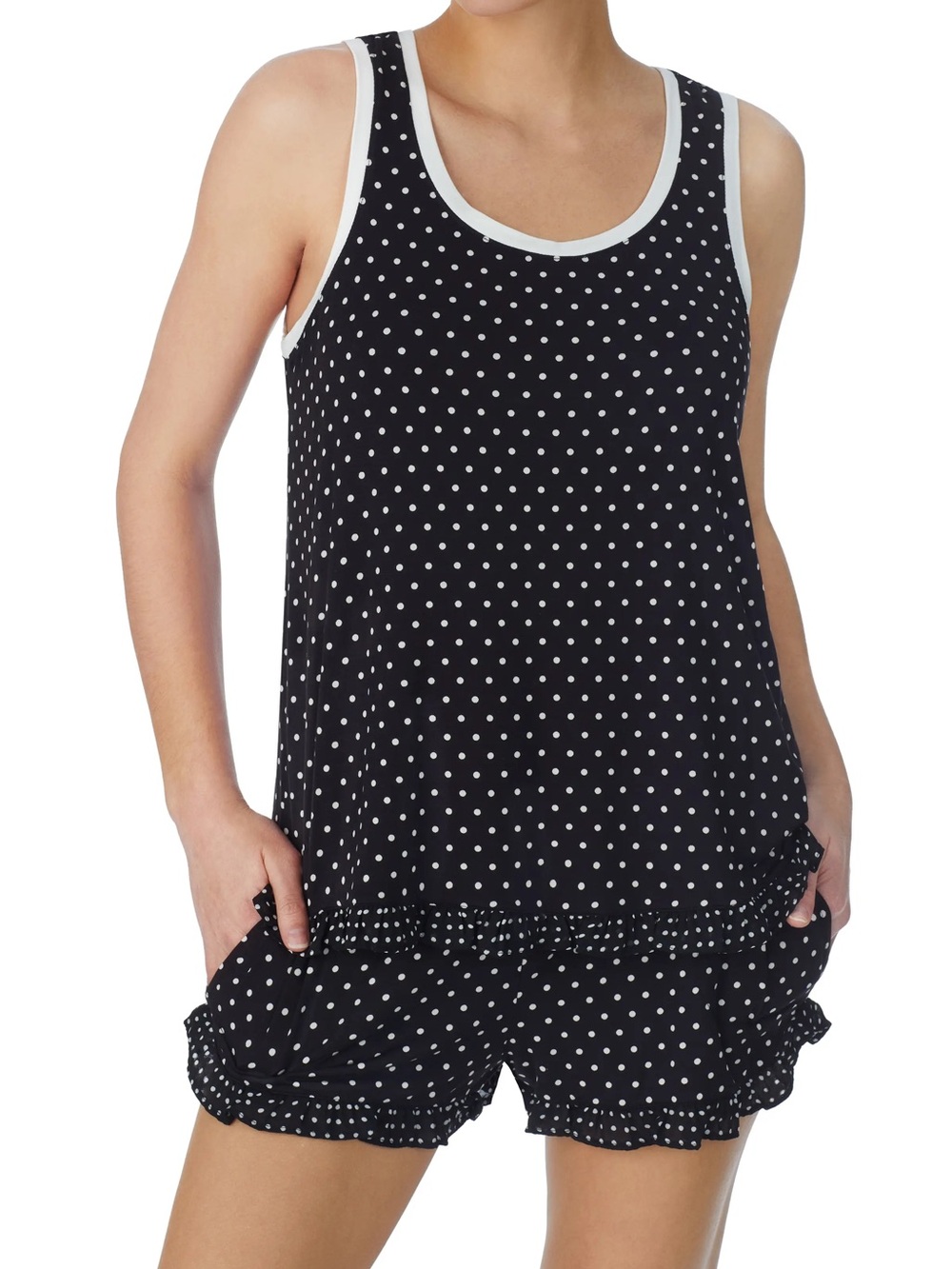 Kate Spade Polka Dot Tank & Short Sleep Set - Black/White